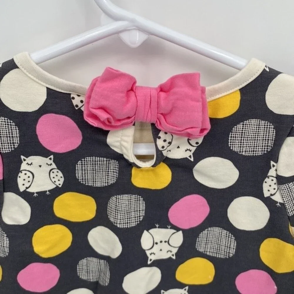Gymboree 18-24 months Owl Polka Dot Sweatshirt Gray Pink Crew Neck Long Sleeve
